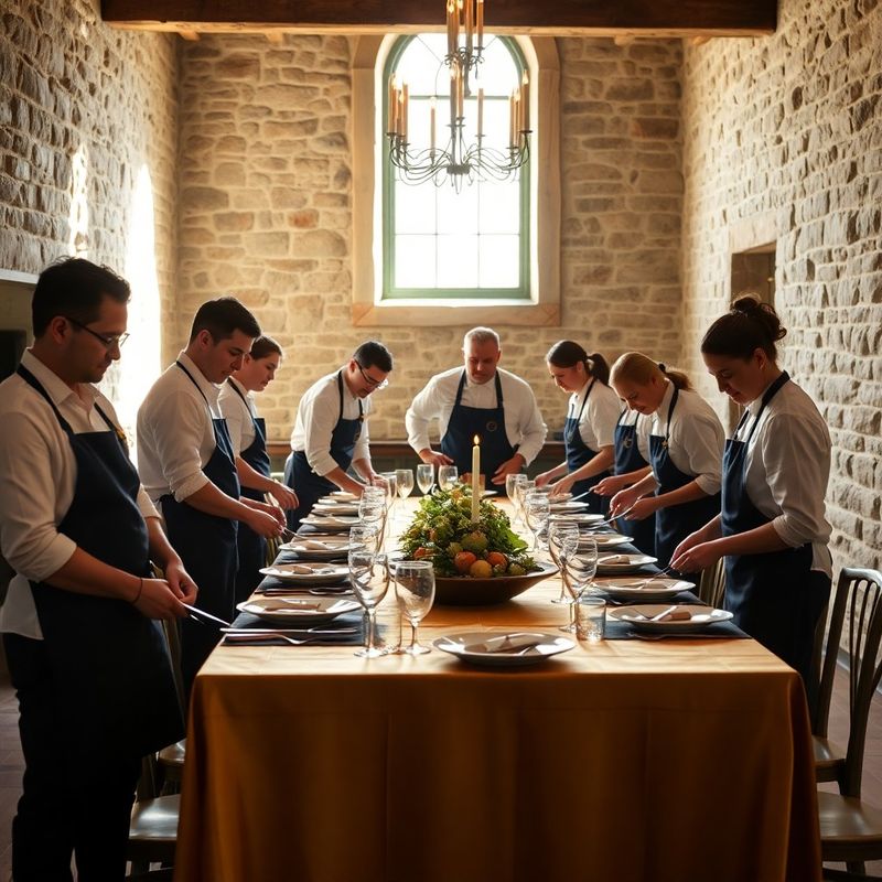 Novagbeta catering team setting a table in a historic Ottawa venue